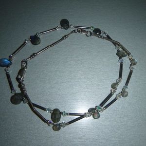 SILPADA VINTAGE SILVER BARS NECKLACE 2 CLASPS w/ TARNISH PROOF VELVET POUCH